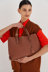 Oroton Margot Large Day Bag in Whiskey and Pebble Leather for Women