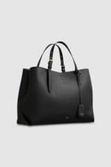 Detail product shot of the Oroton Margot Large Day Bag in Black and Pebble Leather for Women