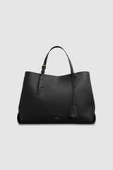 Front product shot of the Oroton Margot Large Day Bag in Black and Pebble Leather for Women