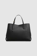 Back product shot of the Oroton Margot Large Day Bag in Black and Pebble Leather for Women