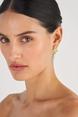 Oroton Leora Mini Drop Earring in Worn Gold/Silver/Clear and Brass base metal with precious metal plating/stone for Women