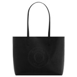 Front product shot of the Oroton Polly Medium Tote in Black and Pebble Leather for Women