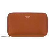 Front product shot of the Oroton Muse Mini Book Wallet in Cognac and Saffiano And Smooth Leather for Women