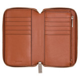 Internal product shot of the Oroton Muse Mini Book Wallet in Cognac and Saffiano And Smooth Leather for Women