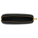 Oroton Margot Pencil Case in Black and Pebble Leather for Women