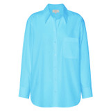 Oroton Poplin Long Sleeve Shirt in Lake and 100% Cotton for Women