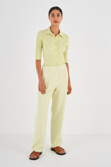 Oroton Pintuck Pant in Pistachio and 58% Viscose 42% Linen for Women