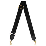 Front product shot of the Oroton Logo Bag Strap in Black/Black and Smooth Leather And Webbing for Women