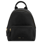 Front product shot of the Oroton Lilly Small Backpack in Black and Pebble leather/Nylon for Women
