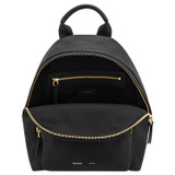 Internal product shot of the Oroton Lilly Small Backpack in Black and Pebble leather/Nylon for Women