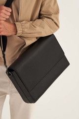 Oroton Weston Satchel in Black and Pebble Leather for Men