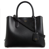 Front product shot of the Oroton Muse Small Three Pocket Day Bag in Black and Saffiano And Smooth Leather for Women