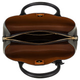 Internal product shot of the Oroton Muse Small Three Pocket Day Bag in Black and Saffiano And Smooth Leather for Women