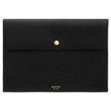 Front product shot of the Oroton Margot Medium Pouch in Black and Pebble Leather for Women