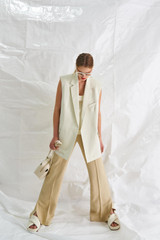 Oroton Split Hem Pant in Cane Sugar and 66% Viscose 34% Cotton for Women