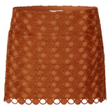 Front product shot of the Oroton Short Lace Skirt in Tan and 100% Polyester for Women
