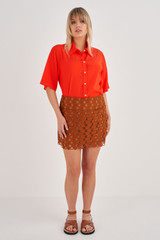 Oroton Short Lace Skirt in Tan and 100% Polyester for Women