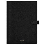 Oroton Margot A5 Notebook in Black and Pebble Leather for Women