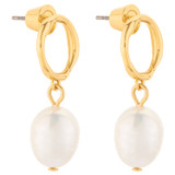 Oroton Violet Pearl Earrings in Gold/White and Brass Base With 18CT Gold Plating for Women