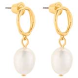 Front product shot of the Oroton Violet Pearl Earrings in Gold/White and Brass Base With 18CT Gold Plating for Women