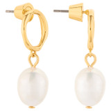 Oroton Violet Pearl Earrings in Gold/White and Brass Base With 18CT Gold Plating for Women