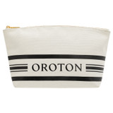 Front product shot of the Oroton Lara Large Toiletry Bag in Natural and Recycled Canvas for Women