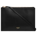 Front product shot of the Oroton Muse Double Zip Crossbody in Black and Saffiano / Smooth Leather for Women