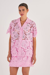 Oroton Lace Camp Shirt in Foxglove and  for Women