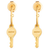 Oroton Tate Key Huggies in Worn Gold and Brass Base With 18CT Gold Plating for Women