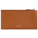 Front product shot of the Oroton Muse 8 Credit Card Mini Zip Pouch in Cognac and Saffiano Leather for Women