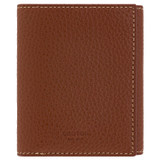 Front product shot of the Oroton Marcus 8 Card Trifold in Dark Whiskey and Pebble Leather for Men
