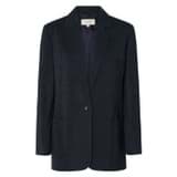 Front product shot of the Oroton Single Breasted Blazer in North Sea and 58% Viscose, 42% Linen for Women