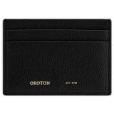 Front product shot of the Oroton Lilly Credit Card Sleeve in Black and Pebble leather for Women