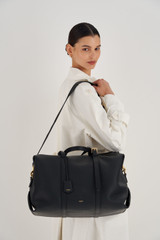 Oroton Margot Weekender in Black and Pebble Leather for Women