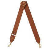 Front product shot of the Oroton Logo Bag Strap in Brandy and Smooth Leather And Webbing for Women