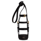 Front product shot of the Oroton Margot Bottle Holder Crossbody in Black and Pebble Leather for Women