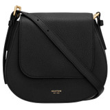 Front product shot of the Oroton Margot Saddle Crossbody in Black and Pebble Leather for Women