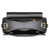 Internal product shot of the Oroton Margot Saddle Crossbody in Black and Pebble Leather for Women