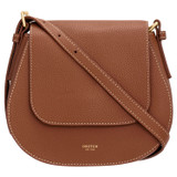 Front product shot of the Oroton Margot Saddle Crossbody in Whiskey and Pebble Leather for Women