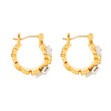 Oroton Leora Mini Hoops in Worn Gold/Silver/Clear and Brass base metal with precious metal plating/stone for Women