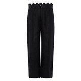 Front product shot of the Oroton Scallop Pant in Black and 100% Linen for Women
