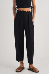 Oroton Scallop Pant in Black and 100% Linen for Women