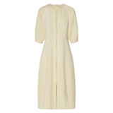 Front product shot of the Oroton Structured Dress in Lemon Butter and 58% Viscose, 42% Linen for Women