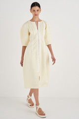 Oroton Structured Dress in Lemon Butter and 58% Viscose, 42% Linen for Women