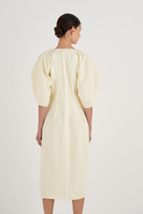 Oroton Structured Dress in Lemon Butter and 58% Viscose, 42% Linen for Women