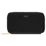 Front product shot of the Oroton Margot Mini Book Wallet in Black and Pebble Leather for Women