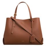 Front product shot of the Oroton Margot Medium Day Bag in Whiskey and Pebble Leather for Women