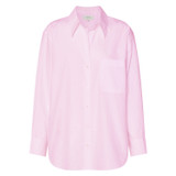 Front product shot of the Oroton Poplin Long Sleeve Shirt in Foxglove and 100% Cotton for Women