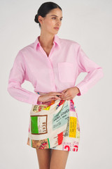 Oroton Poplin Long Sleeve Shirt in Foxglove and 100% Cotton for Women