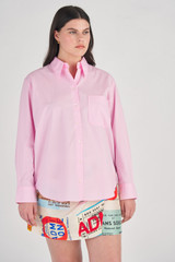 Oroton Poplin Long Sleeve Shirt in Foxglove and 100% Cotton for Women